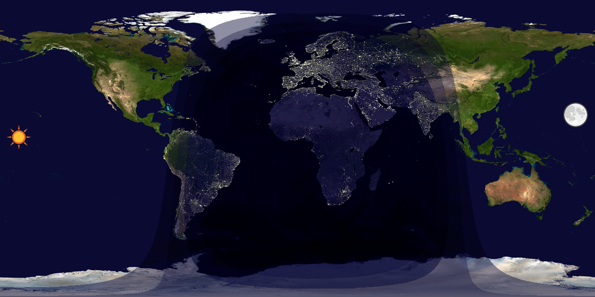 Verdenskart som viser dag og natt 