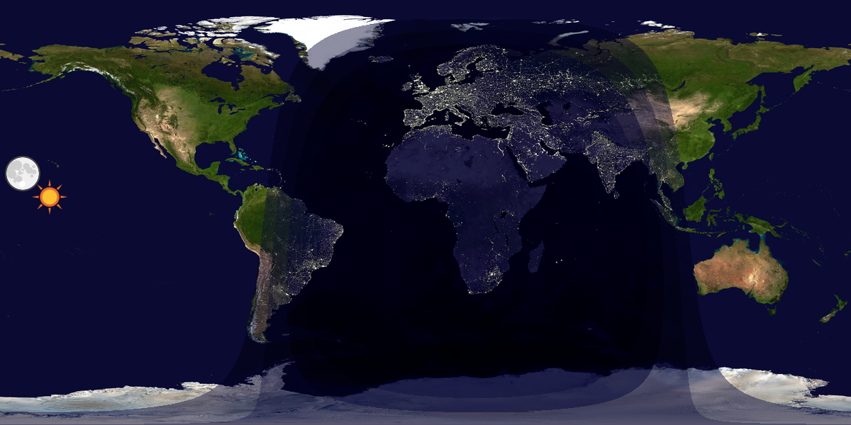 Verdenskart som viser dag og natt 