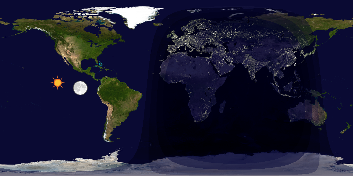 Verdenskart som viser dag og natt 