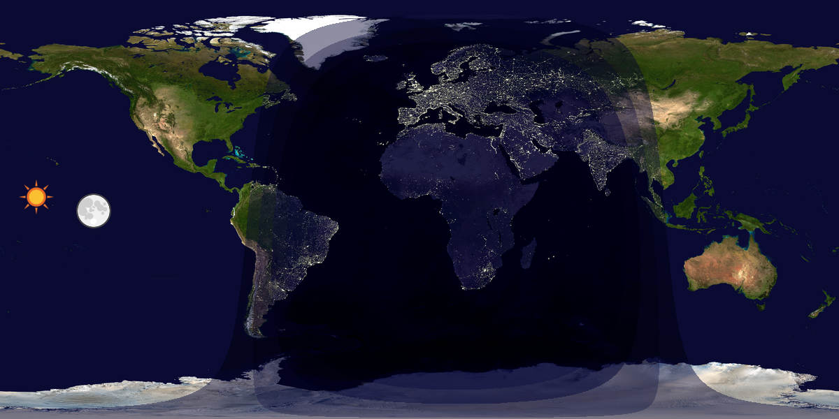 Verdenskart som viser dag og natt 