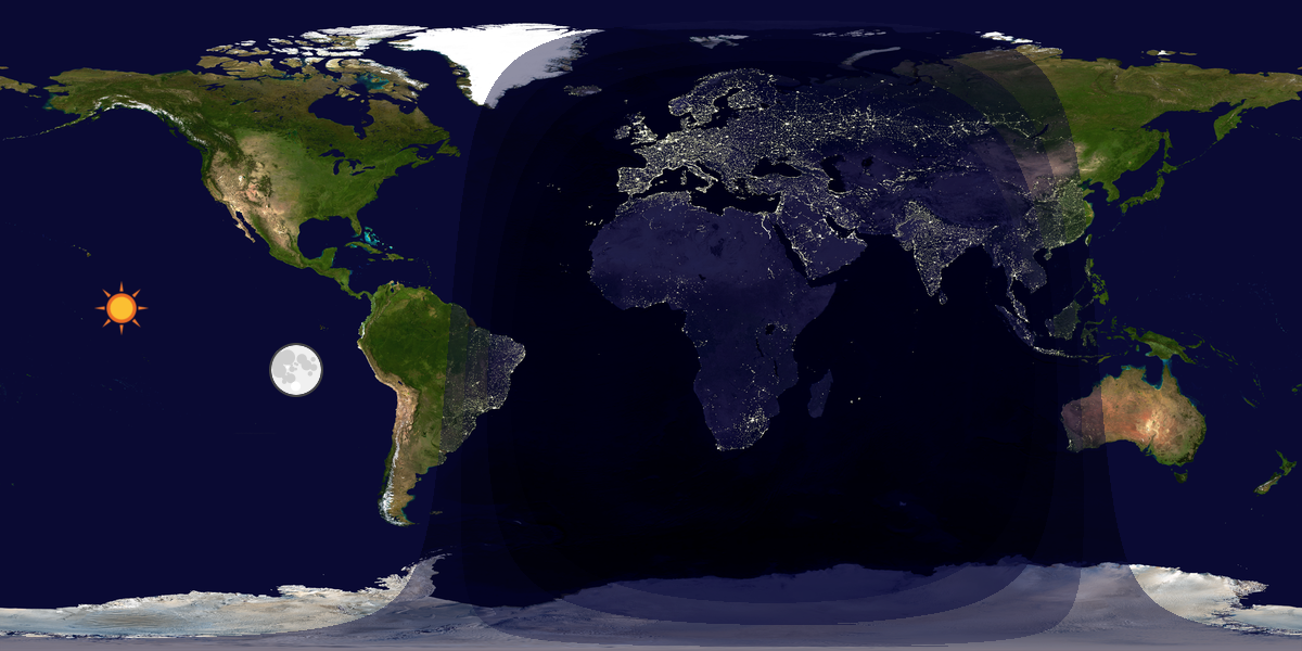 Verdenskart som viser dag og natt 
