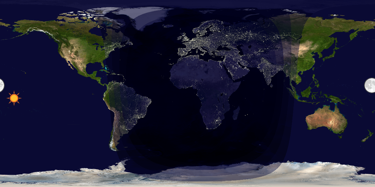 Verdenskart som viser dag og natt 