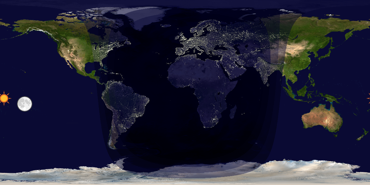 Verdenskart som viser dag og natt 