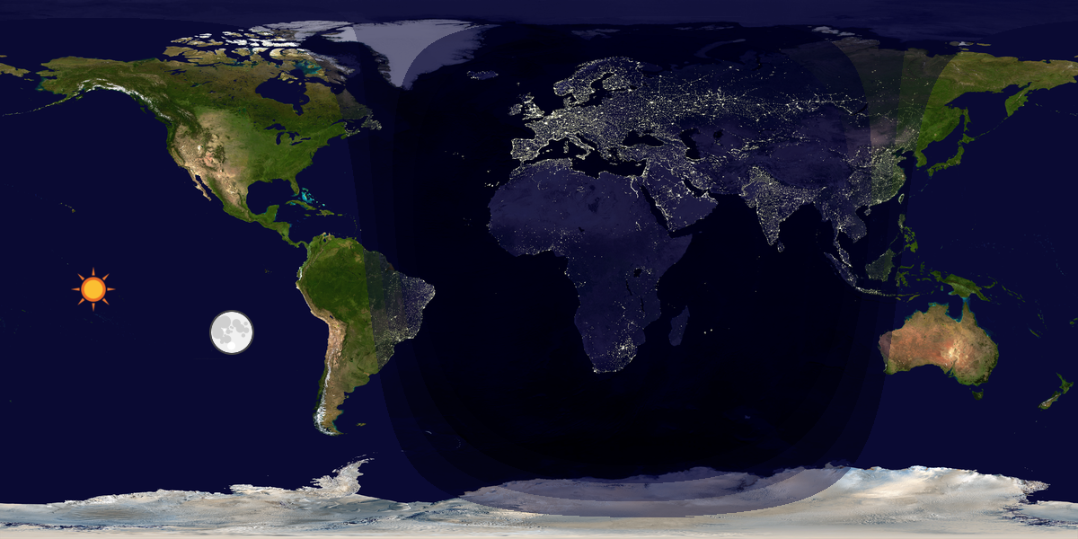 Verdenskart som viser dag og natt 