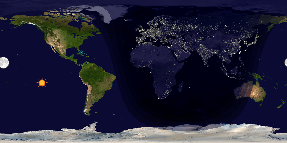 Verdenskart som viser dag og natt 
