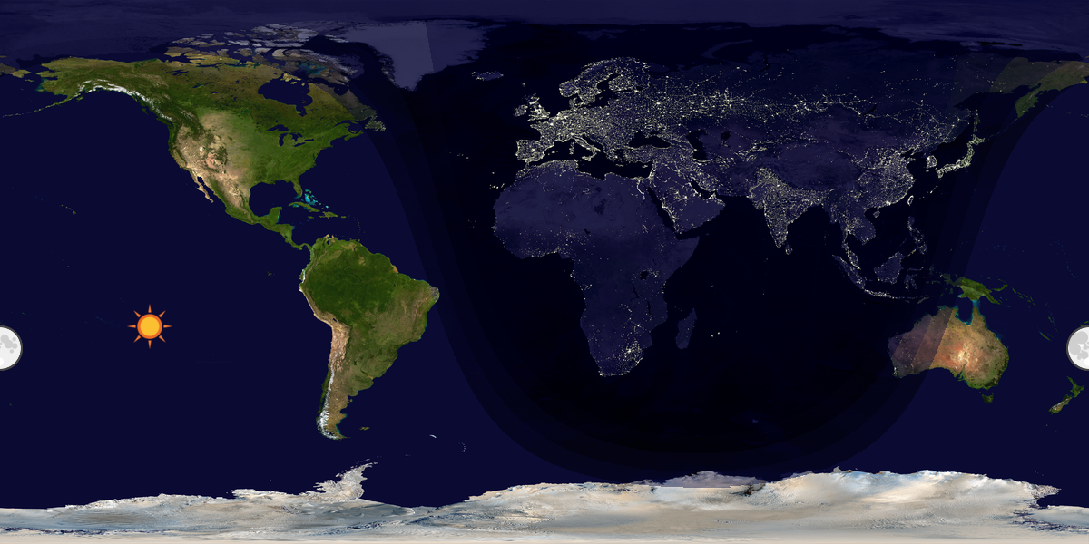 Verdenskart som viser dag og natt 