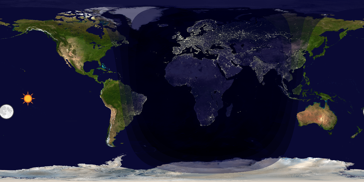 Verdenskart som viser dag og natt 
