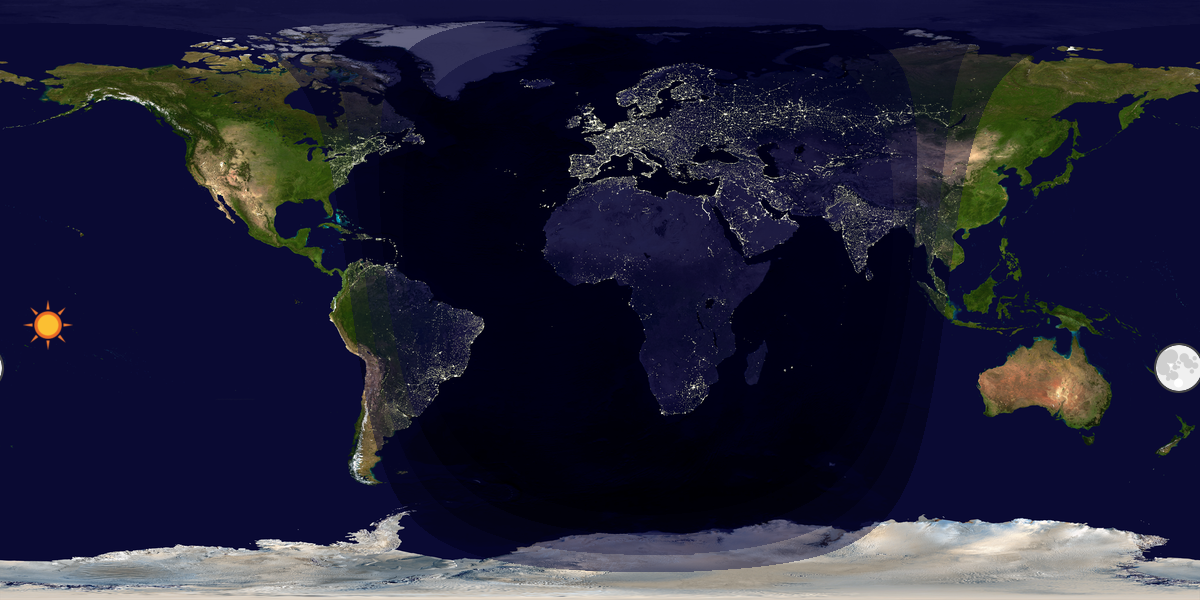 Verdenskart som viser dag og natt 