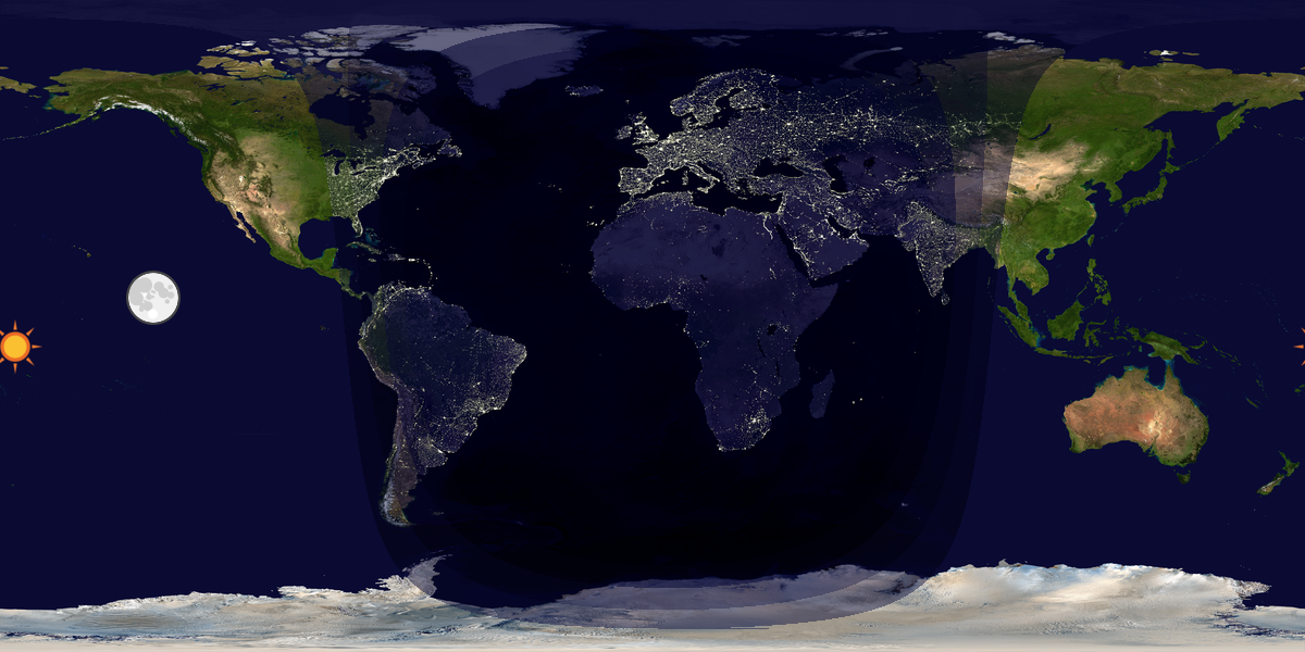Verdenskart som viser dag og natt 