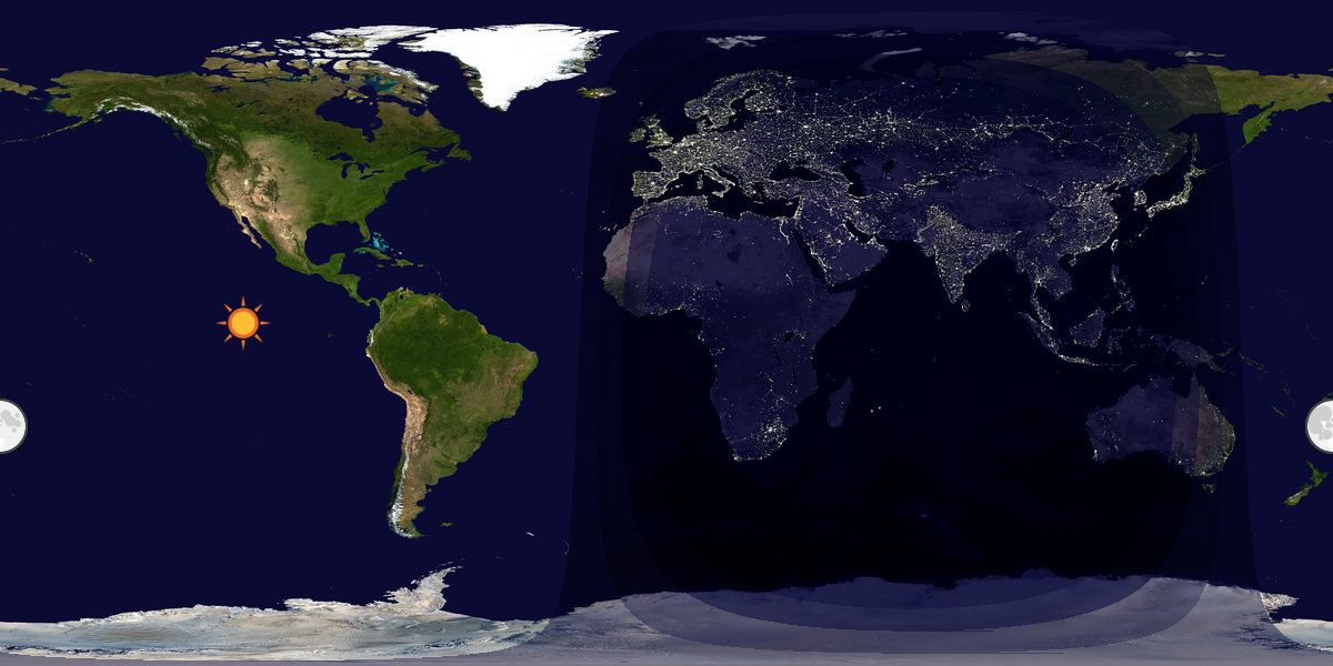 Verdenskart som viser dag og natt 