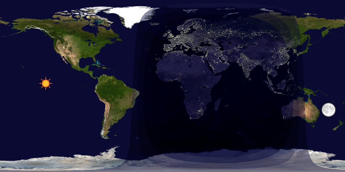 Verdenskart som viser dag og natt 