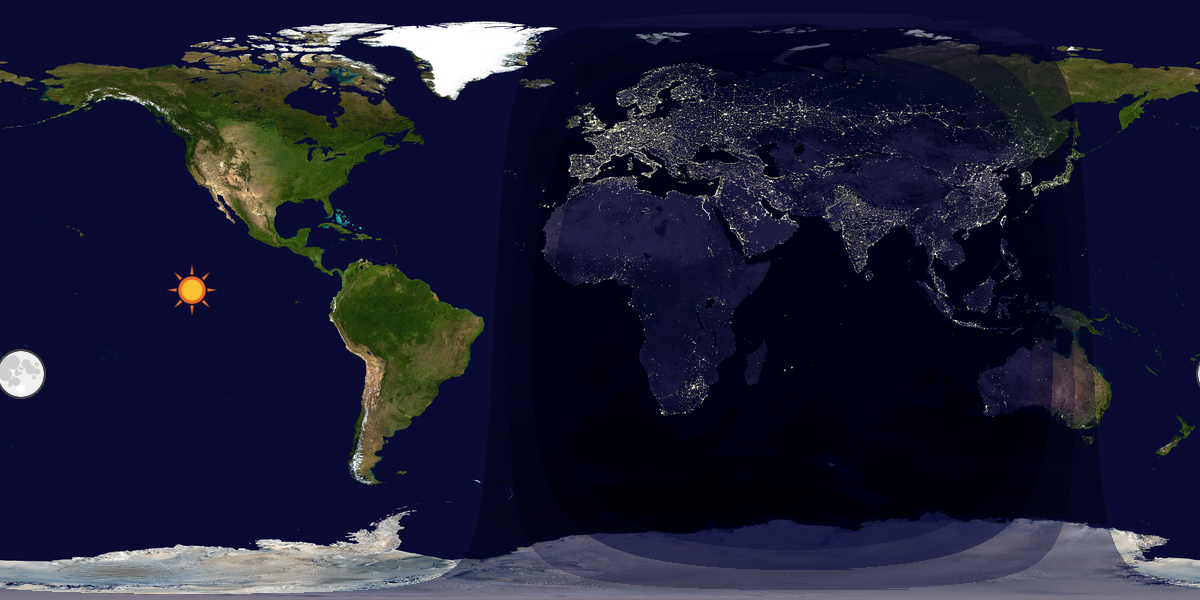 Verdenskart som viser dag og natt 