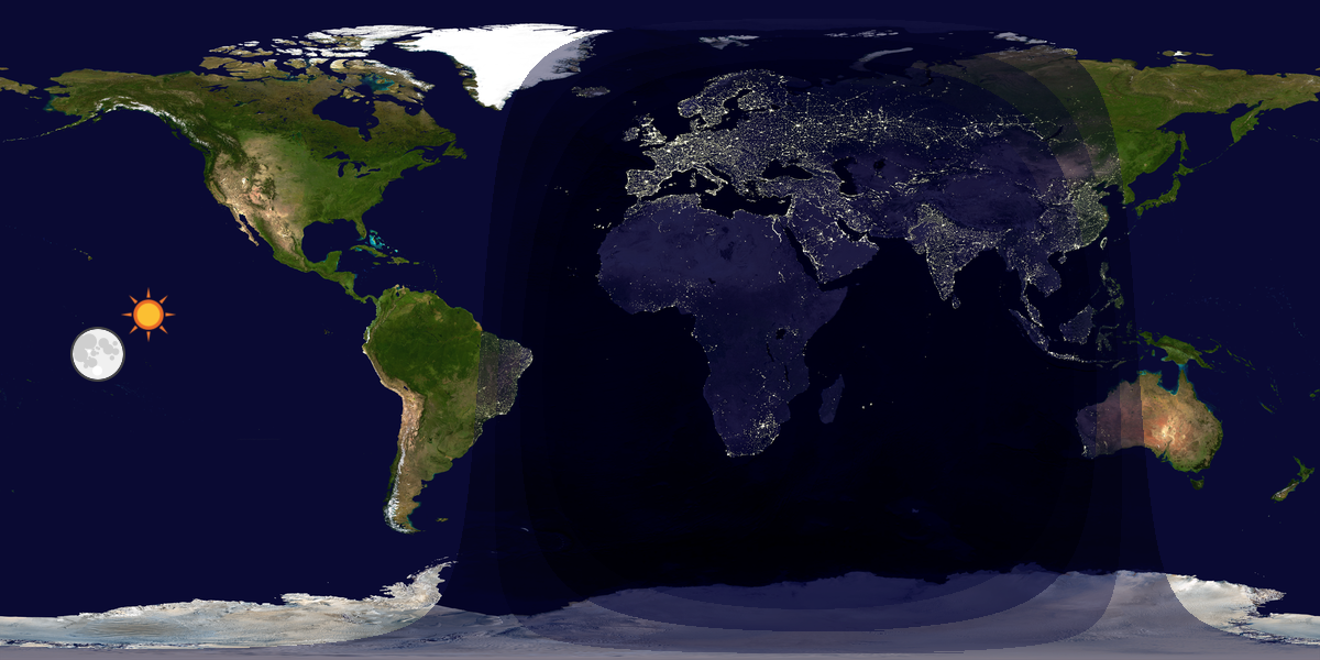 Verdenskart som viser dag og natt 