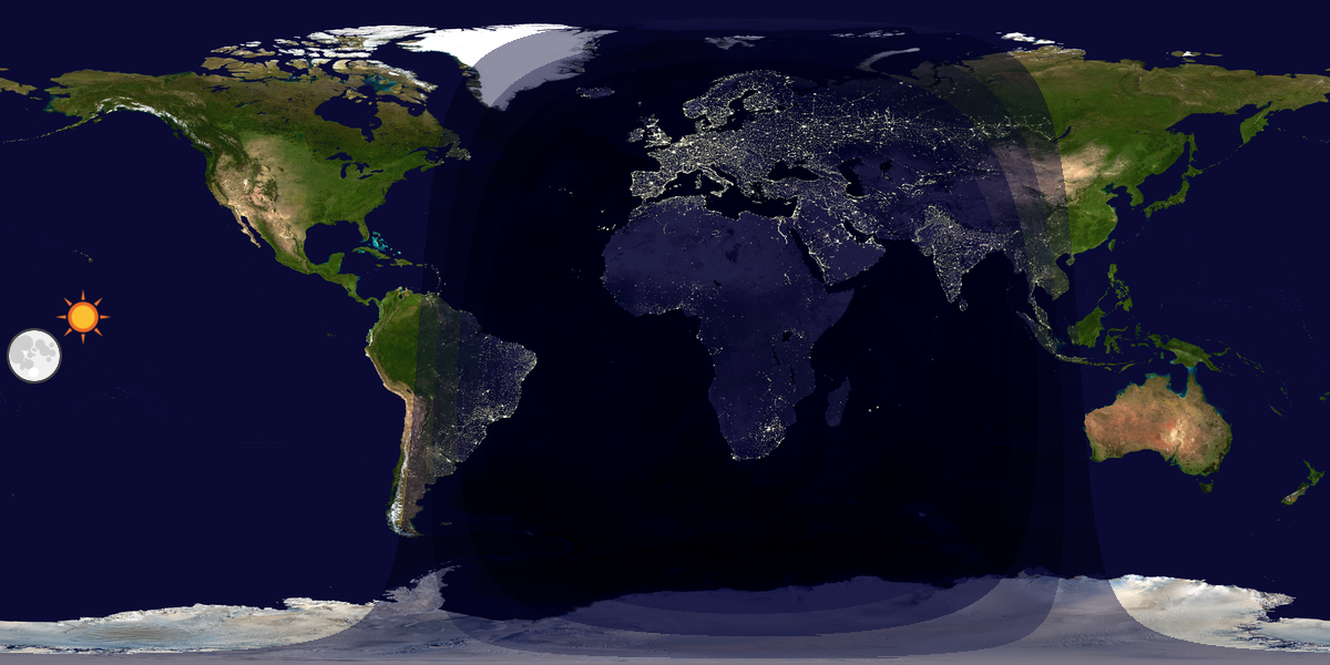 Verdenskart som viser dag og natt 