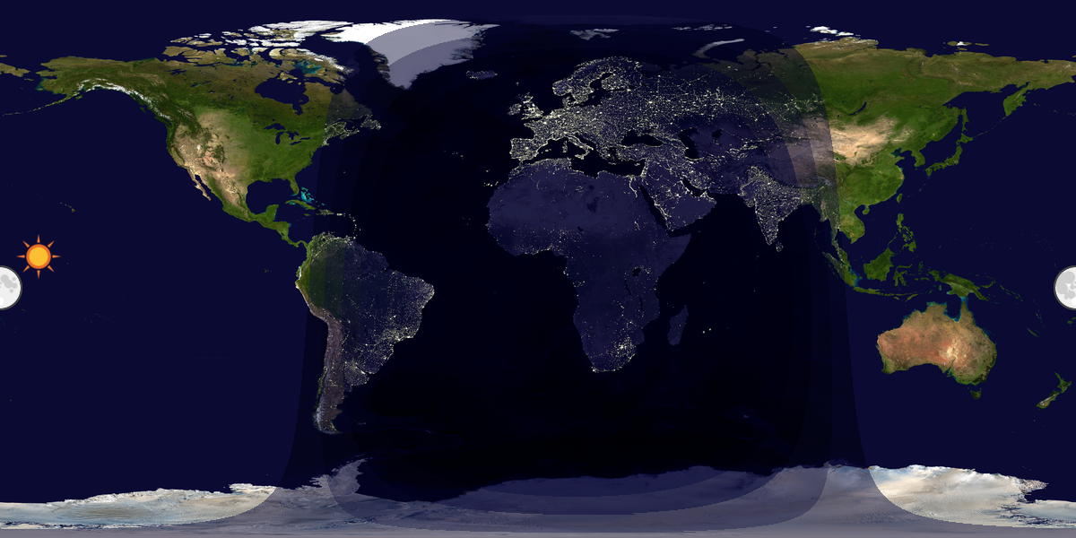 Verdenskart som viser dag og natt 
