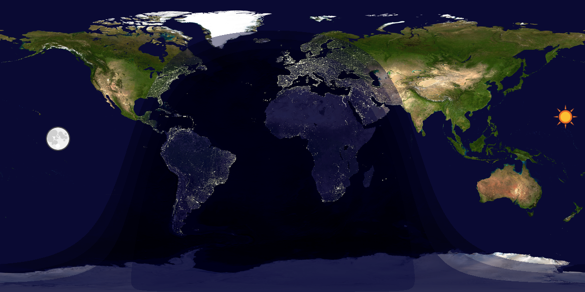 Verdenskart som viser dag og natt 