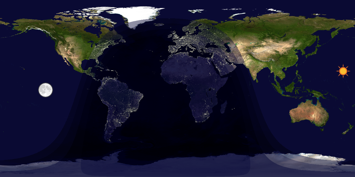 Verdenskart som viser dag og natt 