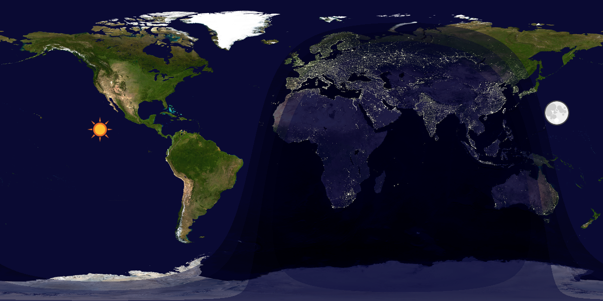 Verdenskart som viser dag og natt 