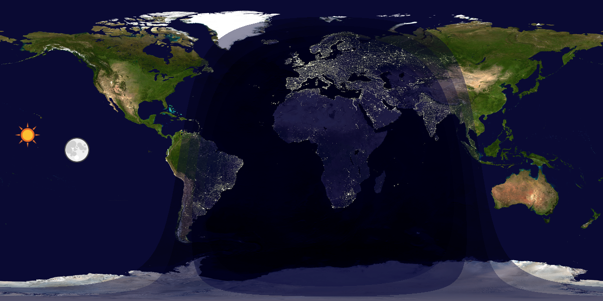 Verdenskart som viser dag og natt 