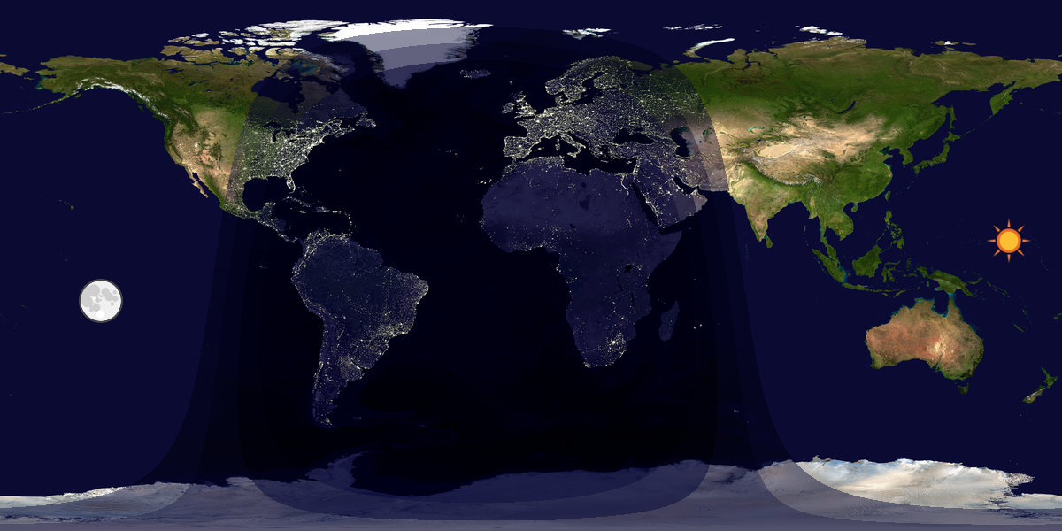 Verdenskart som viser dag og natt 