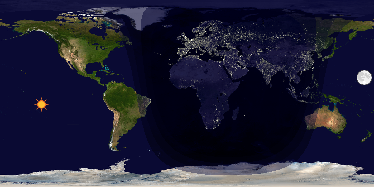 Verdenskart som viser dag og natt 
