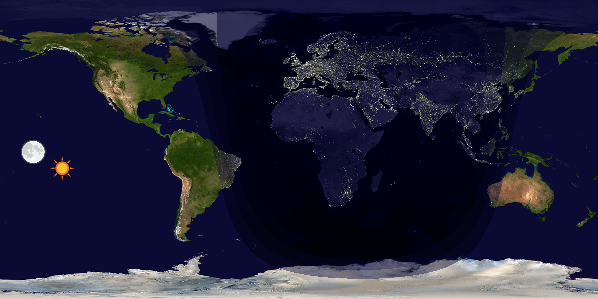 Verdenskart som viser dag og natt 