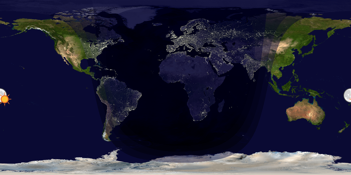 Verdenskart som viser dag og natt 