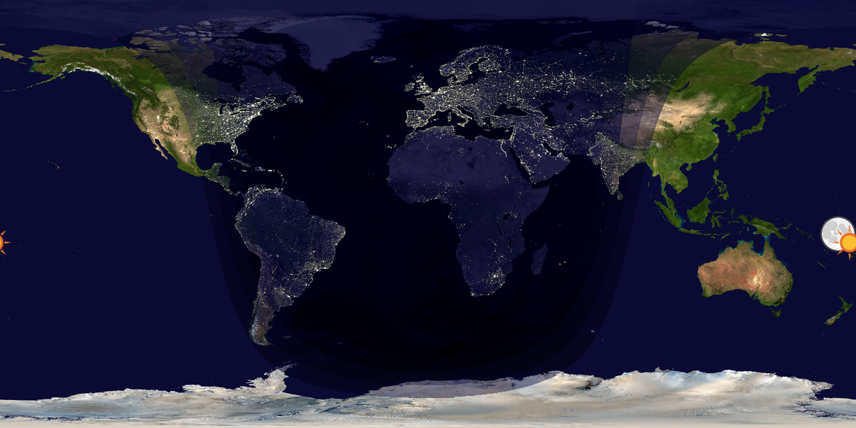 Verdenskart som viser dag og natt 