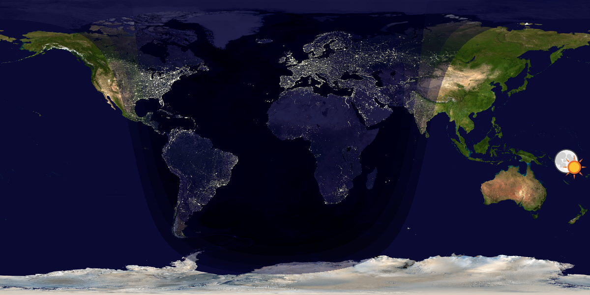 Verdenskart som viser dag og natt 