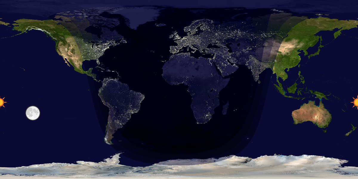 Verdenskart som viser dag og natt 