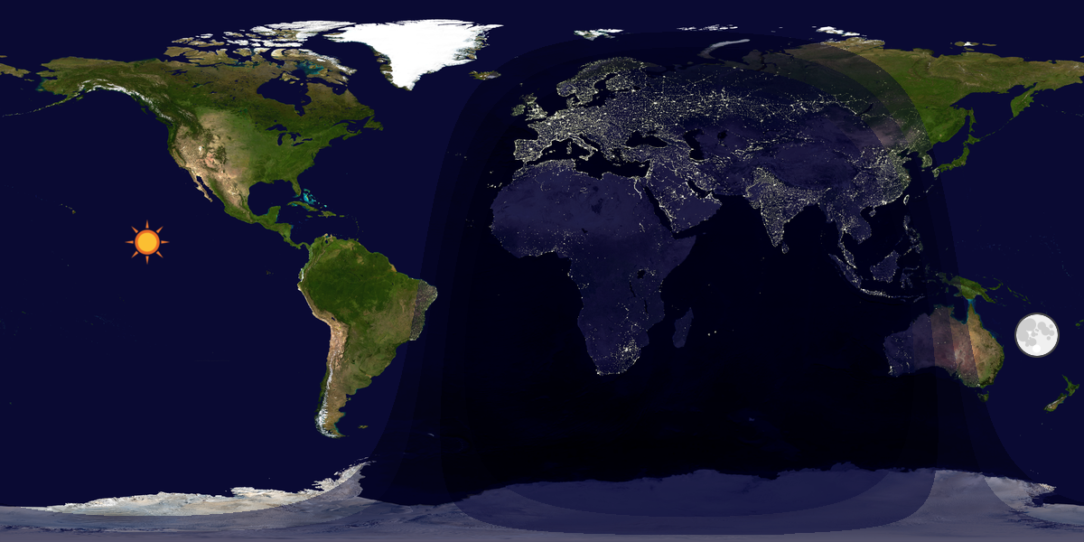 Verdenskart som viser dag og natt 