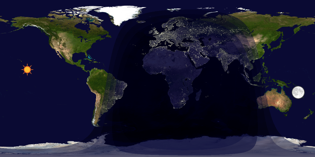 Verdenskart som viser dag og natt 