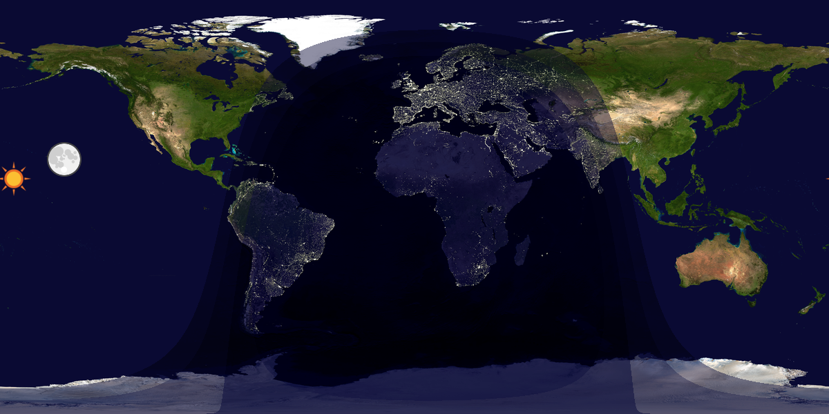 Verdenskart som viser dag og natt 