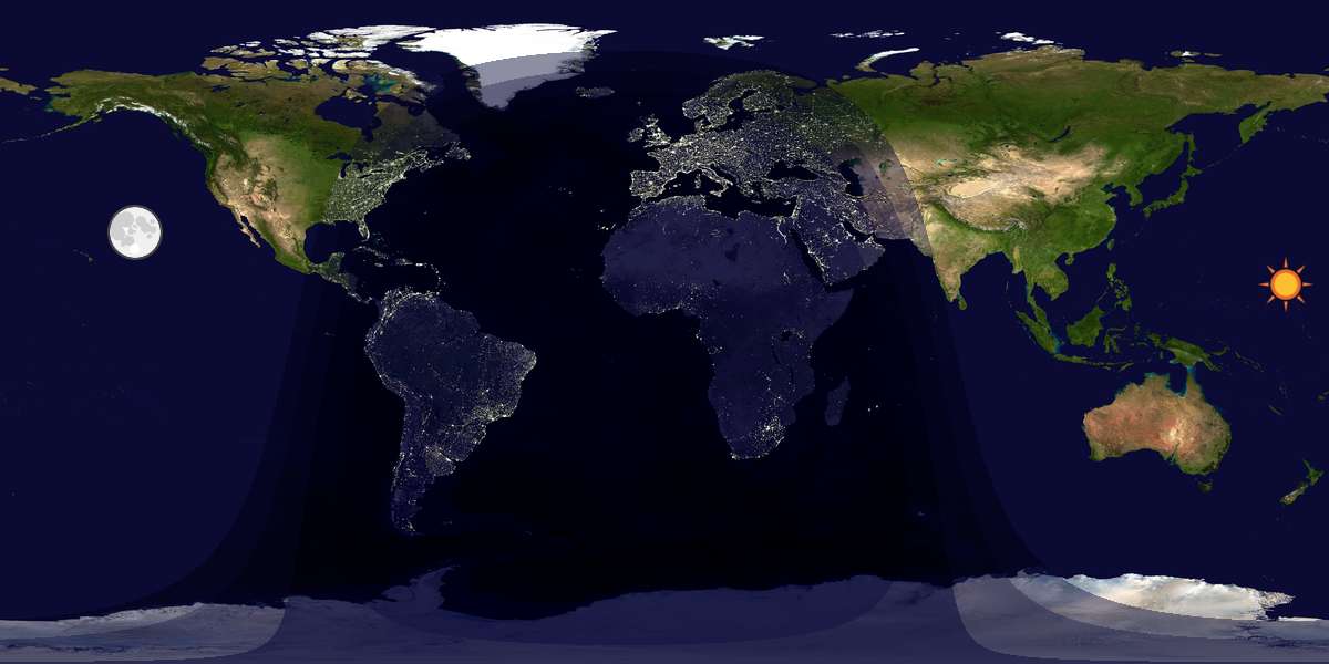 Verdenskart som viser dag og natt 