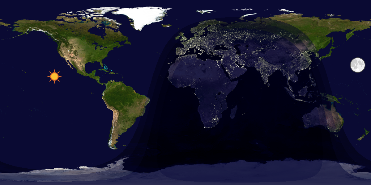 Verdenskart som viser dag og natt 