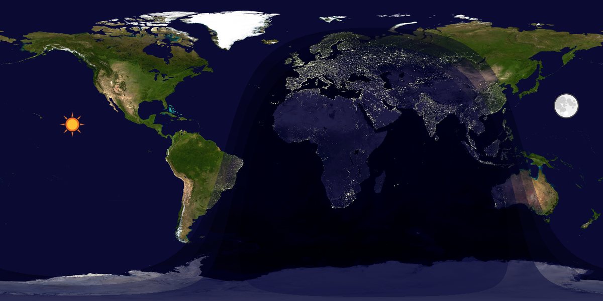 Verdenskart som viser dag og natt 