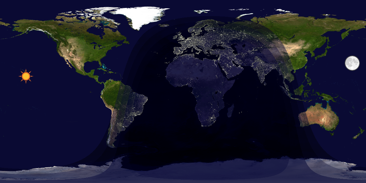 Verdenskart som viser dag og natt 
