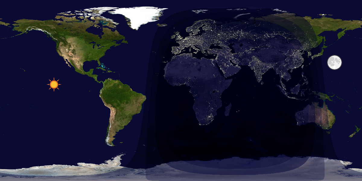 Verdenskart som viser dag og natt 