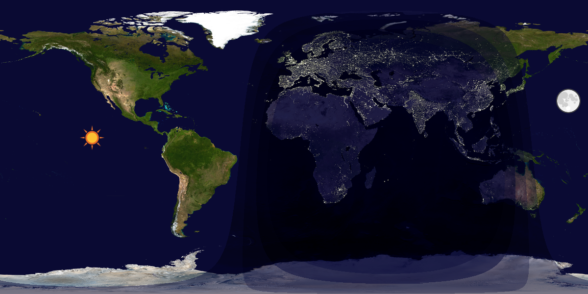 Verdenskart som viser dag og natt 