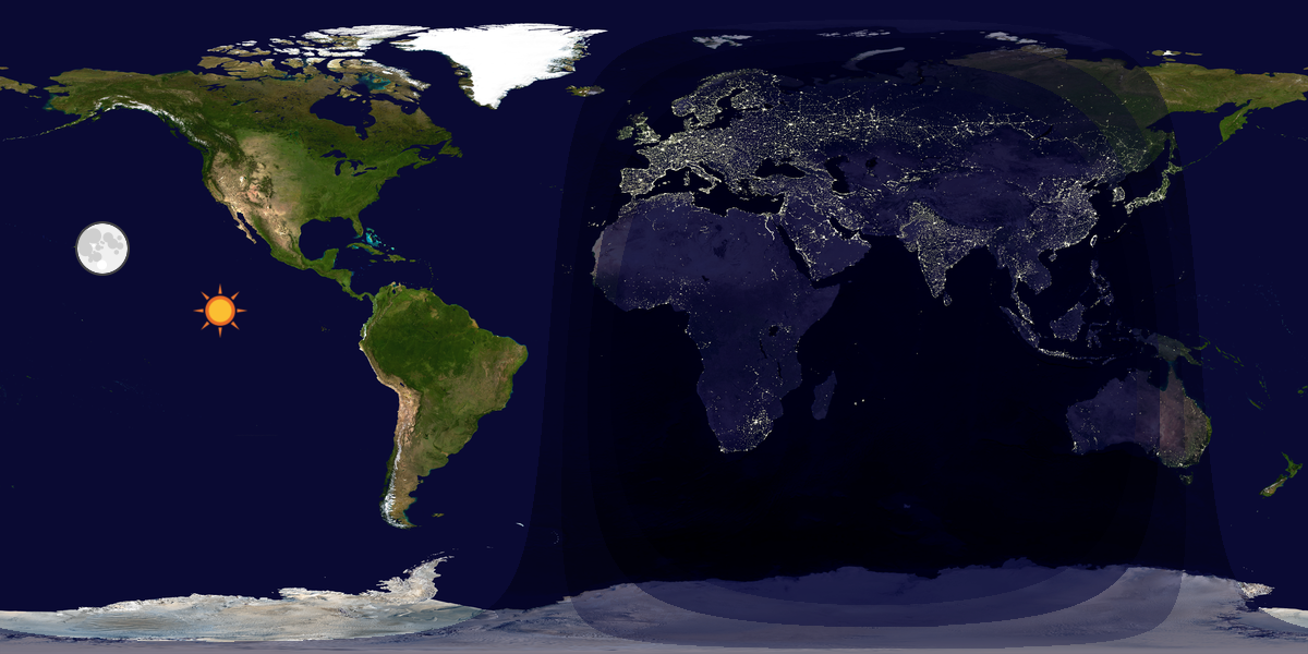 Verdenskart som viser dag og natt 