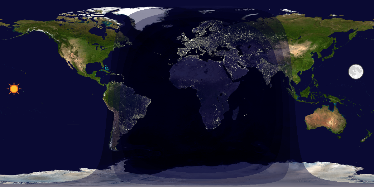 Verdenskart som viser dag og natt 