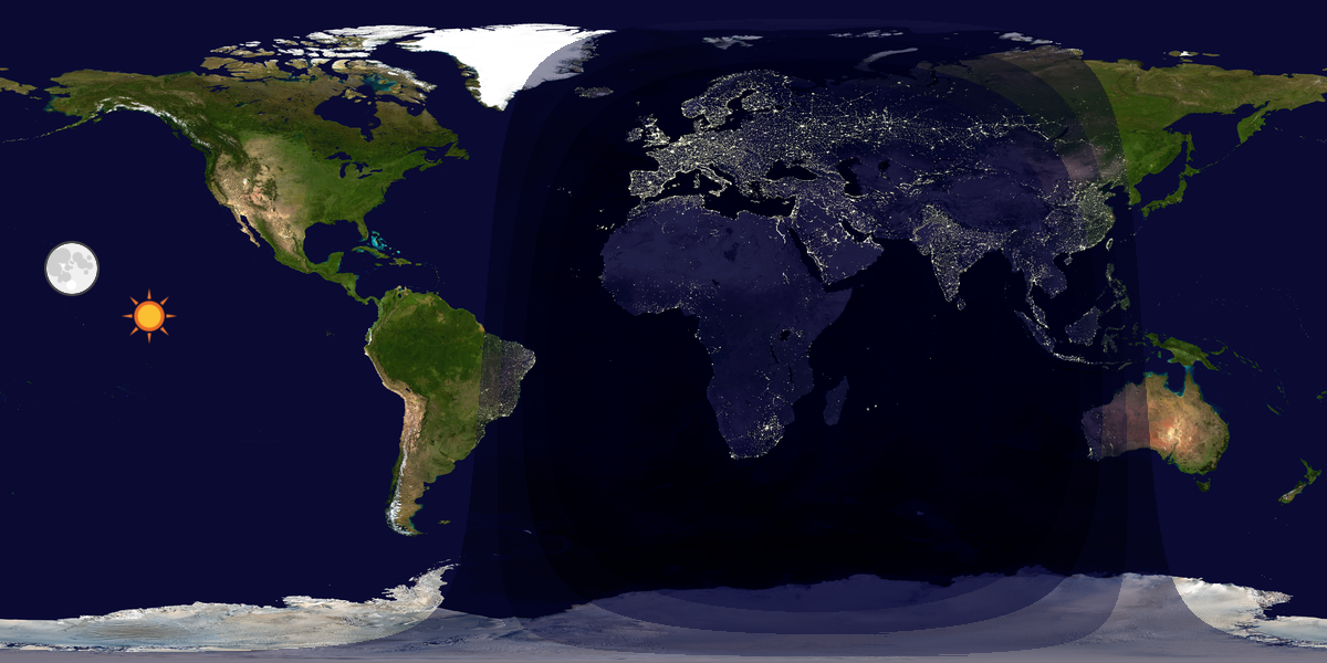Verdenskart som viser dag og natt 