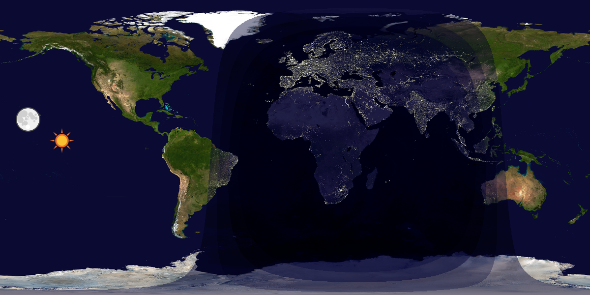 Verdenskart som viser dag og natt 