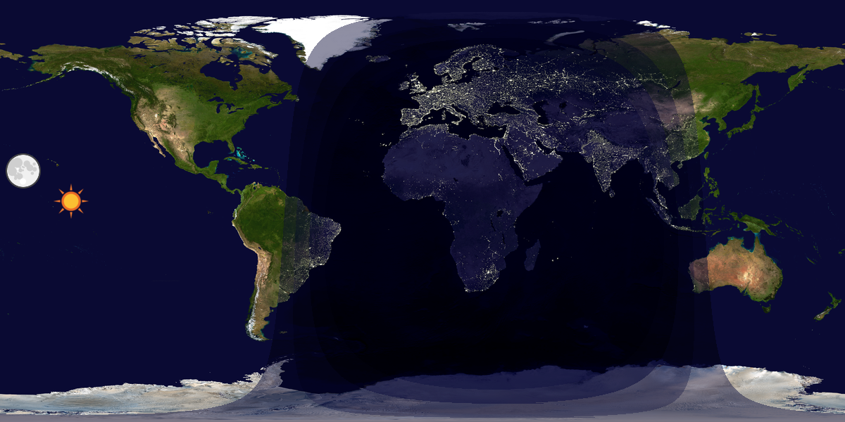 Verdenskart som viser dag og natt 