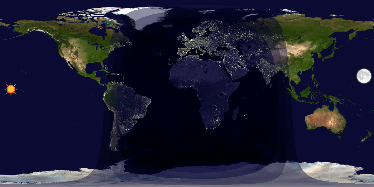 Verdenskart som viser dag og natt 
