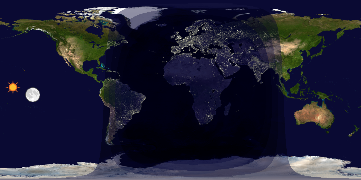 Verdenskart som viser dag og natt 