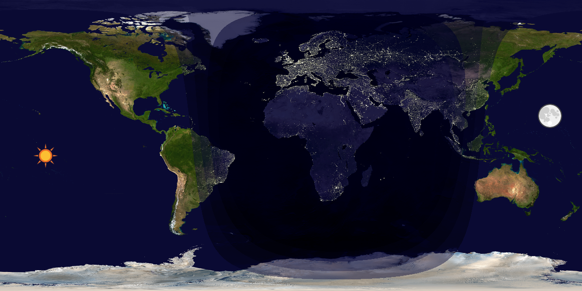 Verdenskart som viser dag og natt 