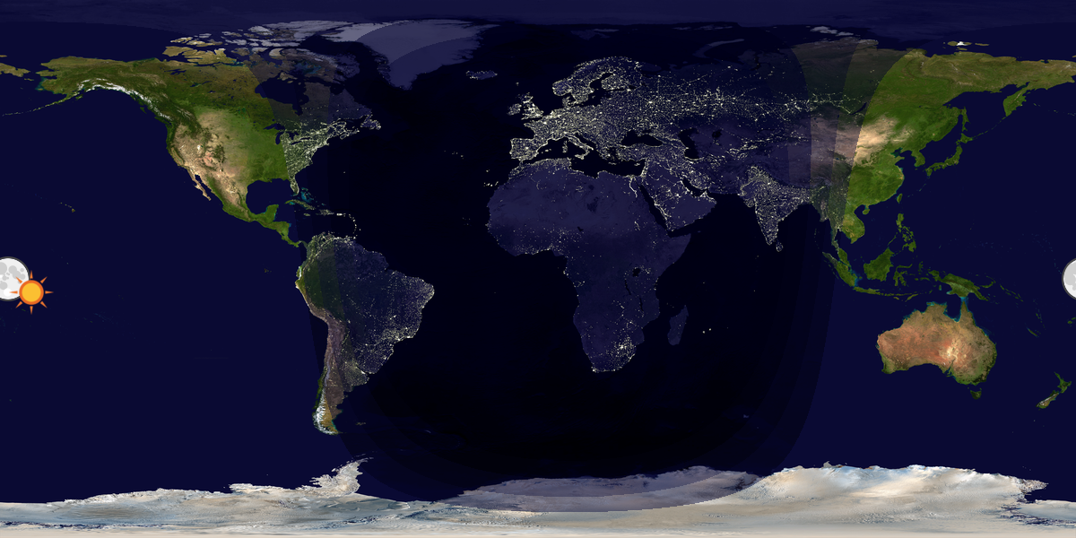 Verdenskart som viser dag og natt 