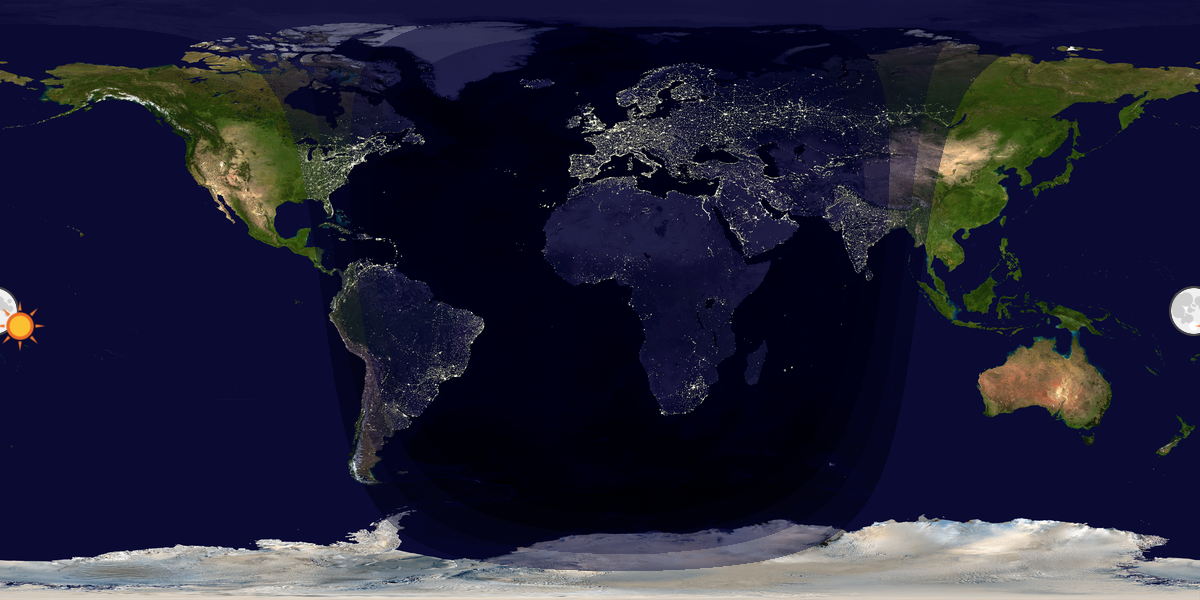 Verdenskart som viser dag og natt 