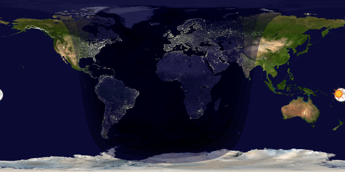 Verdenskart som viser dag og natt 
